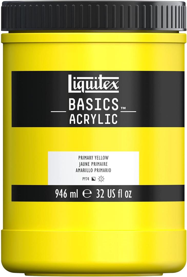 Liquitex BASICS Acrylic Paint, 946ml (32-oz) Jar, Primary Yellow (32 Fl Oz (Pack of 1))