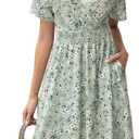 Casual Midi Summer Dresses for Women (Green, XL)