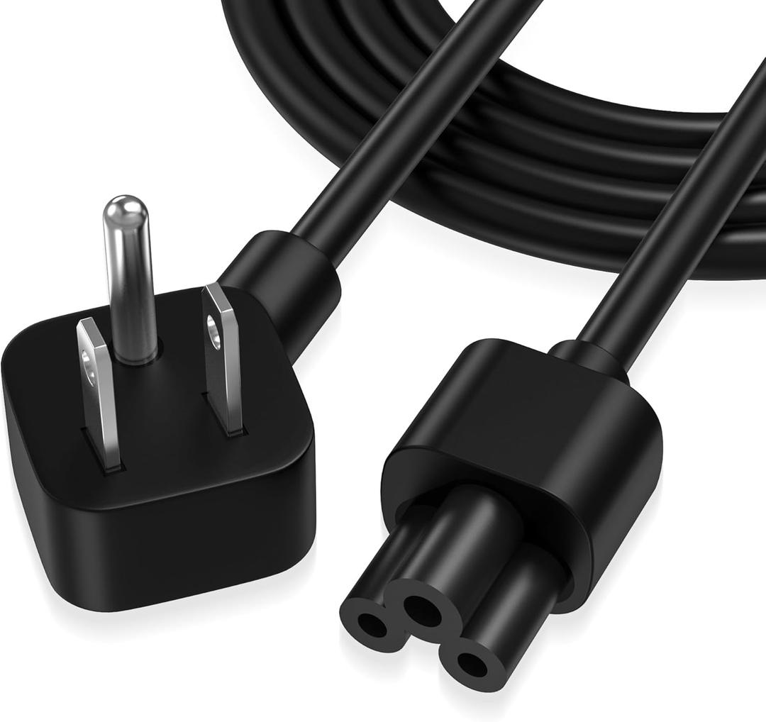 AGVEE 10ft 3 Prong AC Laptop Power Cord Cable, 90 Degree Angled, NEMA 5-15P to IEC-320-C5, 18AWG, Replacement for Dell Hp Lenovo Acer Laptop Notebook Computer Supply Adapter, Black