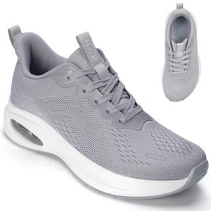 HPK Wide Toe Box Shoes Women Air Cushion Running Shoes Extra Wide Width Sneakers Ultra Light Tennis Arch Support Walking Diabetic Plantar Fasciitis Athletic Grey 41