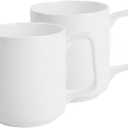 Fine Bone Ceramic Coffee Mugs Set of 2 with Handles for Hot Beverages Coffee Cappuccino Latte Cocoa Tea Perfect for Home (15oz)