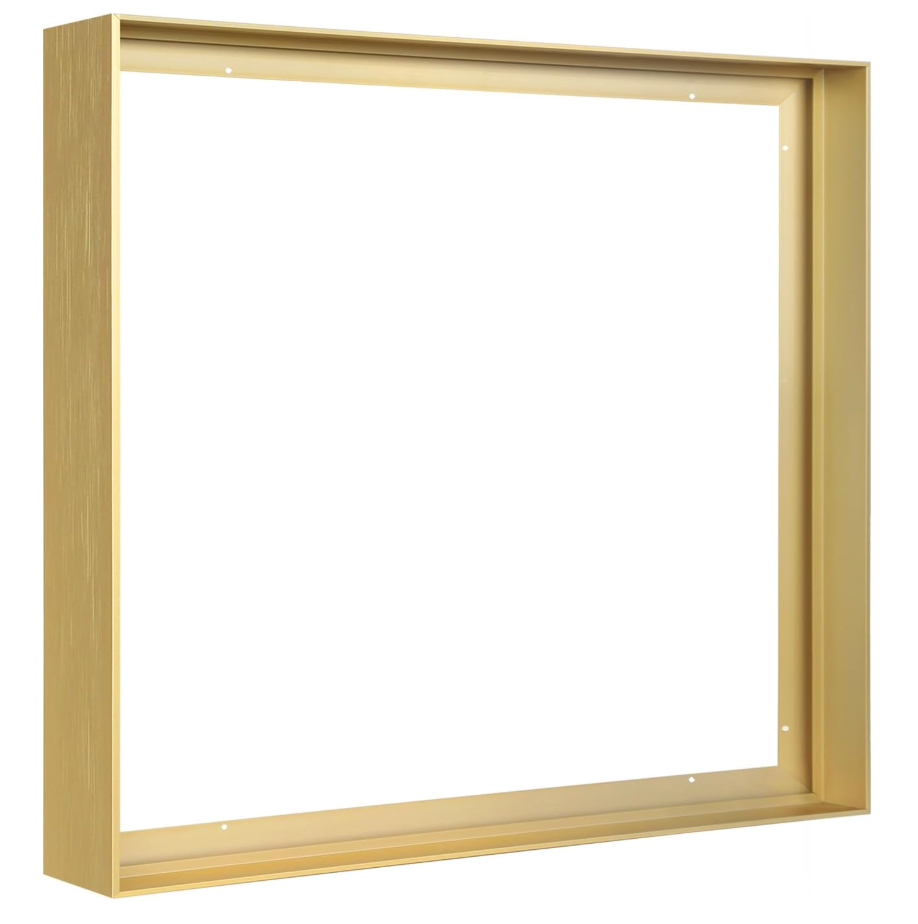 Floater Frame for 36x36 Canvas Paintings, DIY Metal Floating Frame with 1.5” Deep for Artists Designers Landscape Portrait Artwork, Modern Home Office Wall Decor (Gold)