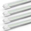 T8 LED Bulbs 4 Foot, 24W 3120 Lumen, 6500K Cool White, Type A+B 4FT Tube Light, T10 T12 65W Equivalent Fluorescent Replacement for Office Shop Light, Remove Ballast or Plug & Play, 4 Pack (Clear Cover)