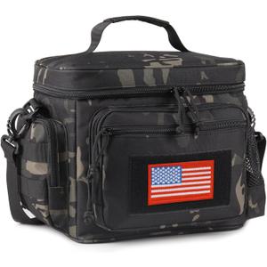 ATRIPACK Lunch Box for Men, Tactical Lunch Bag MOLLE Webbing Leakproof Insulated Large Lunch Cooler Women Adult Meal with Adjustable Shoulder Strap Durable Lunch Pail (Camo-Black) (Medium)