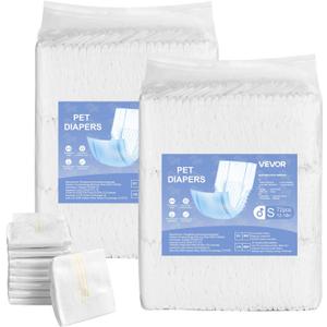 VEVOR Disposable Male Dog Diapers, Super Absorbent Male Dog Wraps, 360  Leak-Proof Belly Bands with Wetness Indicator for Male Doggies in Heat, Training, Incontinence - S, 144 Count (2 Packs of 72)