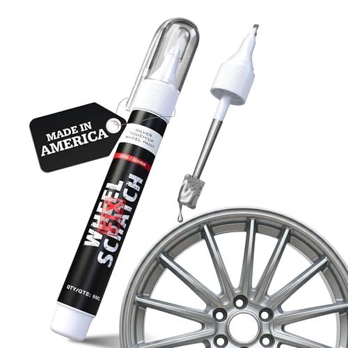 Wheel Scratch Fix® Silver Magic Car Scratch Remover Pen - Alloy Wheel Touch Up Paint Pen for Cars, Curb Rash Removal with Fast-Drying & Long-Lasting OEM Finish, Vehicles Rim Repair Paint for Chip (Light Silver (Pen Only))