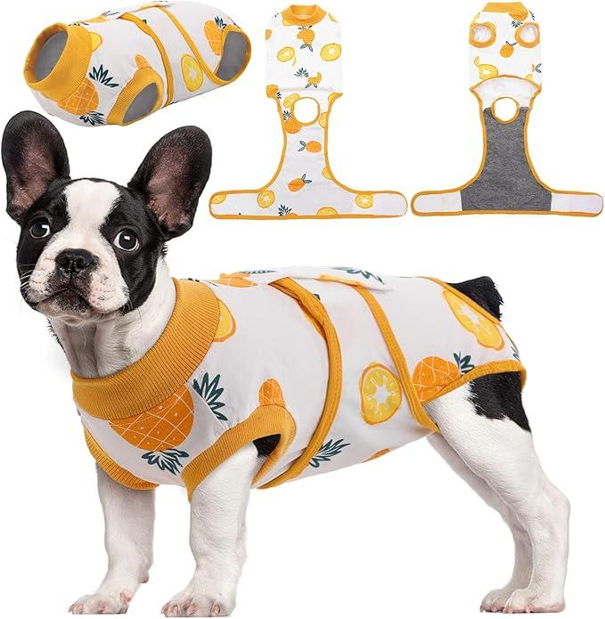 Kuoser Recovery Suit for Dogs Cats After Surgery, Professional Pet Recovery Shirt Dog Abdominal Wounds Bandages, Substitute E-Collar & Cone,Prevent Licking Dog Onesies Pet Surgery Recovery Suit, Size: Medium
