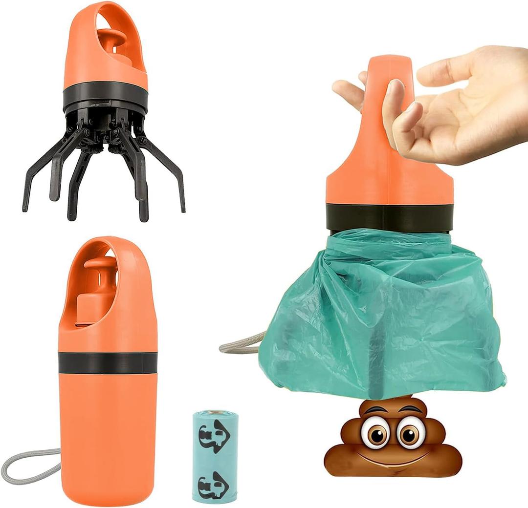 Dog Pooper Scooper, Portable pooper scooper with bag attachment, No Touch for Small Medium Large Dogs