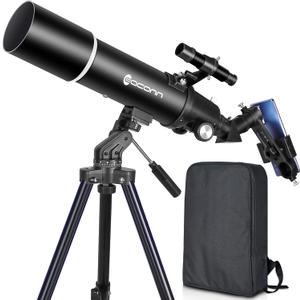 Telescopes for Adults Astronomy, 80mm Aperture 600mm Refractor Telescope for Kids & Beginners, Compact and Portable Travel Telescopio with Backpack