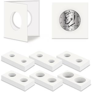 Outus 120 Self Adhesive Coin Holders, Cardboard 2x2 Holders, 6 Assorted Sizes Coin Flips Collection Supplies Collecting Cardboard Accessories for Collectors (6 Size)