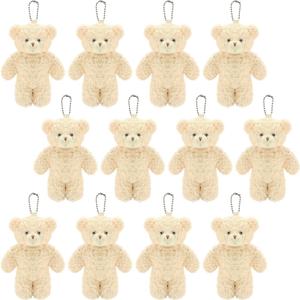 12 Pack Brown Mini Teddy Bears 4.7 inch Tiny Soft Stuffed Teddy Bear Small Plush Bears Bulk for Birthday Party Decor Favors Bag Keychain