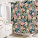 Yellow Pink Peonies Floral Print Shower Curtain - Pretty Flower Pattern - Modern Colorful Classic Design - Vintage Style Cool Fabric Shower Curtain For Any Bathroom - 72x72 Inches (Yellow Floral)