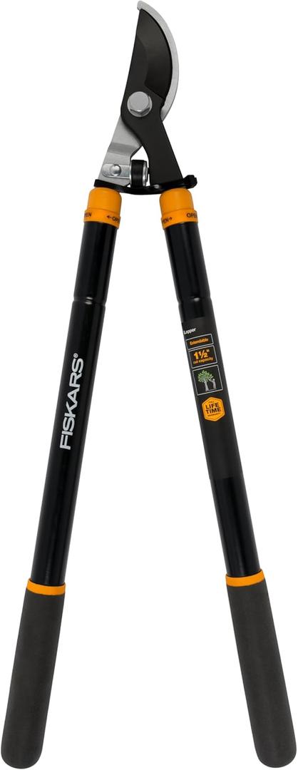 Fiskars Loppers for Tree Trimming, Heavy Duty, with Extendable Handle (24.5"-37" Range), Sharp Bypass Steel Blade Tree Branch Cutter up to 1.5-Inch Diameter Cut Capacity
