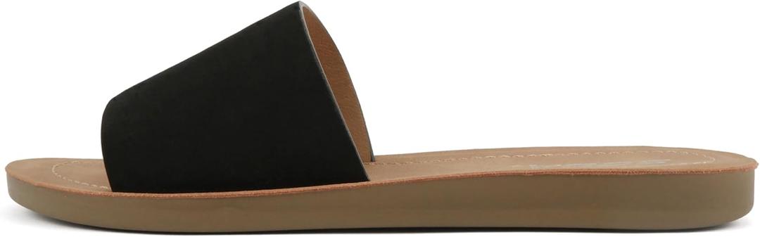 Soda Shoes Efron-S Women Flip Flops Basic Plain Slippers Slip On Sandals Slides Casual Peep Toe Beach (8.5, Black)