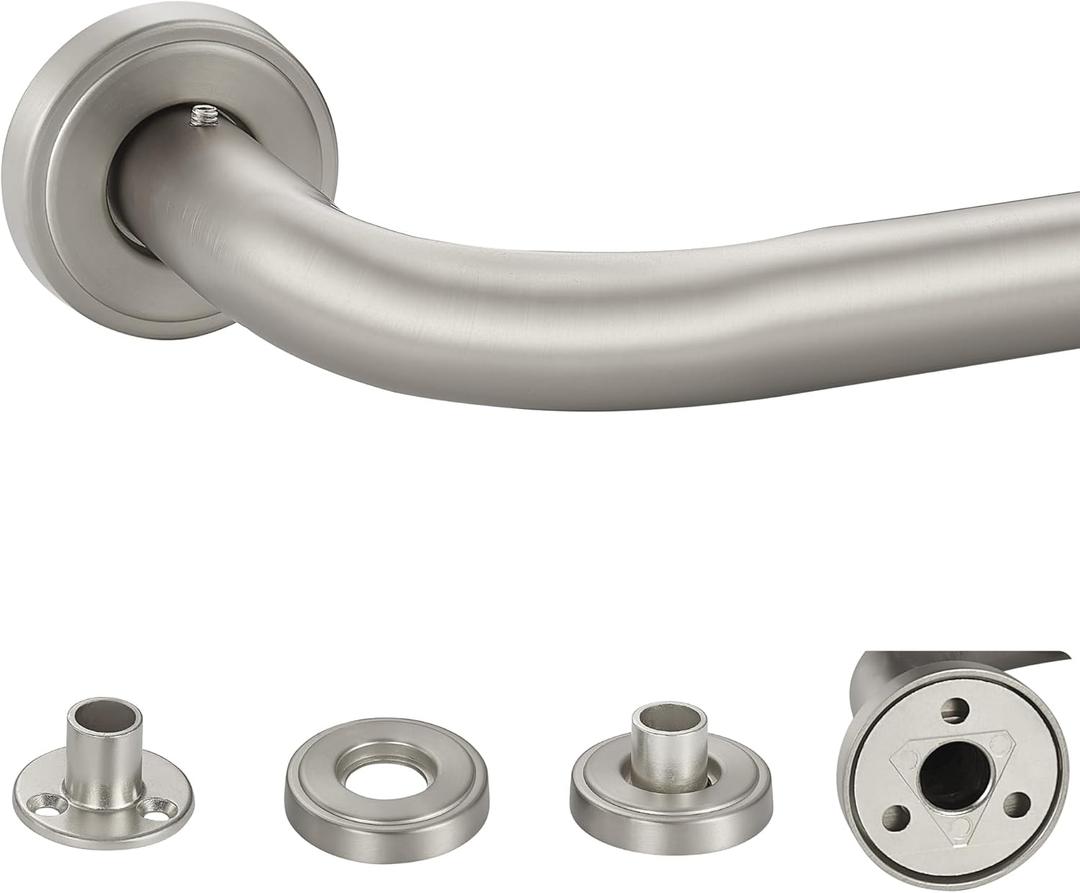 Brushed Nickel Wrap Around Curtain Rod, 1 Inch Diameter, 28 to 86 Inch, Adjustable Blackout Curtain Rod with Zinc Alloy Double-deck Finials and Aluminum Center Brackets