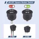3 x VEXUNGA ON Off Round Rocker Switch 12V Switches Small Mini Toggle Switch 12Volt 2Pin AC 6A 250V 10A 125V 12VDC KCD1 Black for Car Automotive Boat (5Pcs with Leads 5Pcs Without Wires)