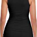 BORIFLORS Women's Sexy Bodycon Corset Mini Dresses Square Neck Ruched Sleeveless Club Party Short Dress (Black, L)