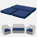 Tounosnt 3 Pcs Outdoor Cushion Covers, Patio Cushion Covers Replacement Fit for 4-Seater Wicker Rattan Patio Set Chair Couch,36×18×2,18×18×2, Covers Only, Blue