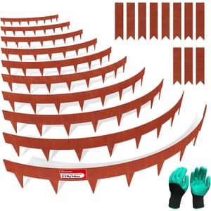 33ft. Cor-Ten Steel Landscape Edging (10-Pack)  40" Metal Edging for Landscaping with 11 Stakes, Hammer-in Metal Landscaping Edging for Yard Pathway & Flower Beds  Lawn Edge for Garden Design (Rusted)