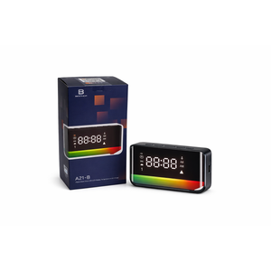 Alarm Clock Speaker Wireless Charger, Digital Alarm Clocks Bedrooms Bluetooth, Alarm Clock Dimmable Light Bedrooms Dual Alarm Snooze Dimmer 12 24H RGB Night Light Bluetooth USB AUX 