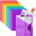 Seajan 24 Pcs Pocket Folders for 3 Ring Binder Clear Plastic Folders Sleeves with 2 Pockets 3 Hole Punch Binder Dividers Poly Slash File Jackets for Office School Document Organizer (Multicolor)