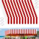 12 Pcs Carnival Tent, 78.7 x 9.8 Inch Circus Carnival Hanging Decorations Red and White Stripes Awning Decorations Tent with Ropes Playground Decoration for Circus, School, Birthday, Party