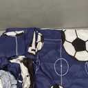 Football Fitted Sheet Queen Size,White Black Soccer Ball Field Mattress Cover with 2 Pillowcases,Gaming Sports Navy Blue Football Court Breathable Bed Sheet for Teens Adult,No Flat Sheet (QUEEN (W60*L80*H16"), Multi 13)