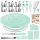 Kootek 71PCs Cake Decorating Kit, Baking Supplies Tools - Includes Cake Stand Turntable, 12 Icing Piping Tips Set, 2 Frosting Spatulas, 3 Scrapers, 50+2 Piping Bags, Coupler, Video Tutorial, Booklet
