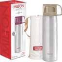 Milton Thermos for Hot Drinks 1000 ml (34 oz), 24 Hours Hot and Cold, Stainless Steel Water Bottle, Double Walled Vacuum Insulated Flask for Hot Coffee, Thermosteel, Leak Proof, Glassy, Grey (33.8 Ounces, Gray)