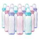 Evenflo Feeding Classic Tinted Plastic Standard Neck Bottles for Baby, Infant and Newborn, Pink/Lavender/Teal, 8 Oz, 12 Bottles