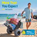 Never Flat Heavy Duty Beach Wagon 13" Solid TPU Wheels, 352 lbs Capacity,Foldable Aluminum Wagon Dolly Buggy,Quick Fold,Adjustable Handle,All-Terrain Cart for Sand,Camping, Fishing & Outdoor,Grey