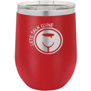 Personalized Tumbler 12 ounce Stemless with Lid, Your Logo Engraved in USA Customized Cups, Stainless Steel Vacuum Insulated Coffee Mugs, 16 Colors (Red)