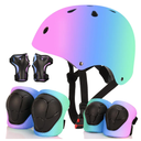Color Gradient Adjustable Bike Helmet with Knee and Elbow Pads - Kids Toddler Boys and Girls Skateboard Helmet for Ages 3-14 | Ideal for Riding, Scooters, Inline Skating, Longboarding, Roller Skating