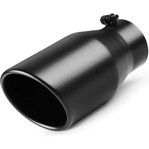 A-KARCK 4 Inch Exhaust Tip, Universal 4'' Inlet 6" Outlet 12" Long Stainless Steel Bolt On Exhaust Tailpipe Black Muffler Tip for Truck