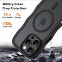 Hualele Magnetic for iPhone 16 Pro Case, Compatible with MagSafe, Military Grade Dropproof Translucent Matte Back Cute Curly Wave Edge Slim Phone Case 16 Pro, Black
