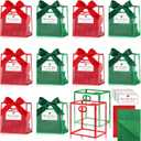 Tenare 12 Pack 42.84.5 Inch Mini Clear Plastic Gift Bags with Handles Valentines Extra Small Transparent Party Favor Bags Bulk with Ribbon Tissue Paper for Wedding Party Supplies(Red and Green)