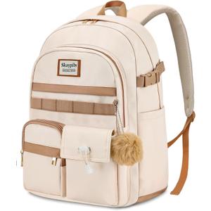 17.3 inch laptop backpack for women, Girls Backpack for School, Cute backpack for girls teens, School bookbag for Girls Teens college Students,school bag mochilas escolares para nias, Bookbag Beige