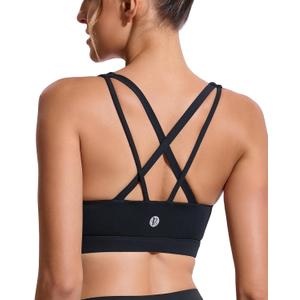 RUNNING GIRL Sports Bras for Women,Y-Back Medium Support Workout Sports Bra Padded Racerback Supportive Bras Push up (Black, L)