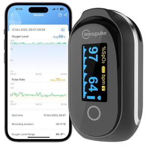 Rechargeable Pulse Oximeter Fingertip - Continuous Blood Oxygen Saturation Monitor, SpO2 and Pulse Rate Tracking, Finger O2 Pulse Oximeter, APP Report Features with Bluetooth, Custom Beep