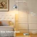 Glossy Chrome Silver Arc Floor Lamp 71" Tall, Dimmable 12W LED Smart Standing Lamp with Remote, 360 Rotatable Adjustable Height & Span, Modern Reading Floor Lamps for Living Room, Bedroom, Office