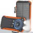 Power Bank Portable Solar Charger, Wireless Fast Charging Battery Pack, 20000mAh Capacity USB-C Input, 6 Outputs, Dual LED Flashlight, USB Battery Pack for Cell Phone Camping Travel Emergency 