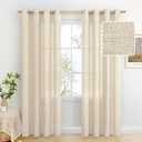 BGment Beige Linen Curtains 84 Inch Long for Living Room - Burlap Textured Light Filtering Window Treatments Grommet Sheer Drapes for Farmhouse, 2 Panels, 52 X 84 Inch