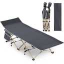 Folding Camping Cot, Portable Military Canvas Sleeping Bed, Outdoor Comfortable Lightweight Bed with Carry Bag for Hiking, Backpack Travel, Home & Office