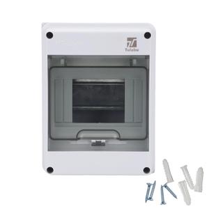 5 Way Circuit Breaker Box IP65 PC/ABS Alloy Plastic Distribution Protection Box Weatherproof Clear Cover Power Distribution Box Enclosure with Bus Bars and DIN Rail Wall-Mounted