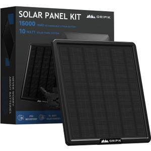 Trail Camera Solar Panel: 6V/9V/12V Game Camera Solar Panel Charger kit Build-in 15000mAh Rechargeable Lithium Battery with USB-A/USB-C, IP66 Water-Resistant (10W)