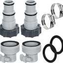 Pool Hose Adapter Type A & B for 1.25 and 1.5 Inch Hoses, Pool Hose Conversion Kit with 2 Clamps and 2 Washers, Compatible with Select Intex Threaded Filter Pumps for Above Ground Pools