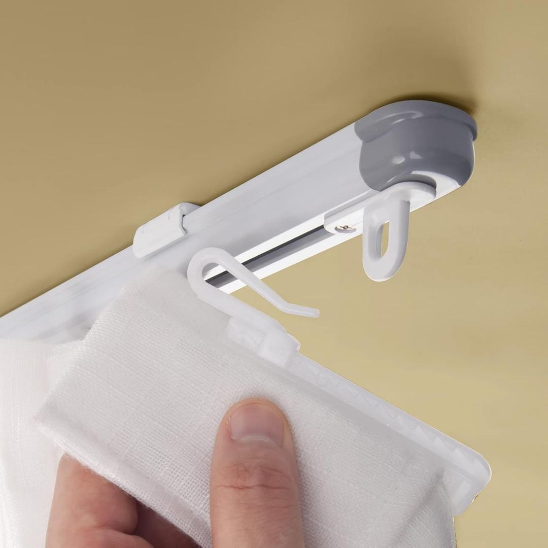 Zshine Ceiling Mounting Or Wall Mounting Telescopic Curtains Track Home Rails Measurement-Free For Room Divider Office-White 4.2ft-8ft