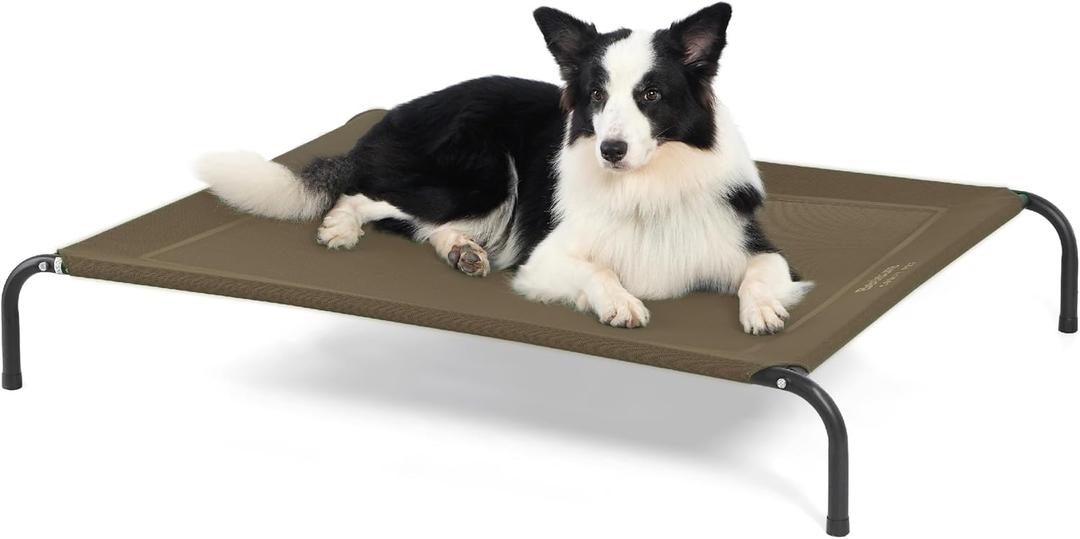 Bedsure Elevated Raised Cooling Cots Bed for Large Dogs, Portable Indoor & Outdoor Pet Hammock with Skid-Resistant Feet, Frame with Breathable Mesh, Grey, 49 inches (49.0"L x 31.5"W x 8.0"Th)