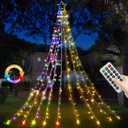 FUNIAO Christmas String Lights 320 LED Christmas Decorations Star Waterfall Lights with 11 Modes Remote Control for Tree Wall Yard Wedding Party (Warmwhite+Multicolored)
