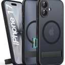 for iPhone 17 Magnetic Case with Stand, Camera Control Button, Compatible with MagSafe, Full Lens Protection, Rugged Military Grade Drop, Hard Translucent Matte Slim Case for iPhone 17, Black